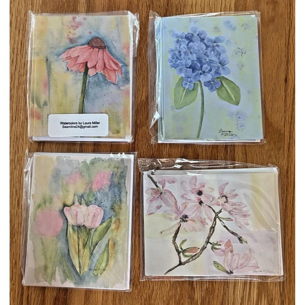 20 Blank Note Cards & Envelopes 4x6 Floral Wildflower Watercolor All Occasions